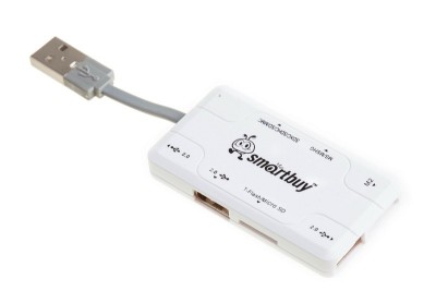 Картридер + хаб Smartbuy 750 3USB/MicroSD/SD/MS/M2 (SBRH-750-W) белый Картридер + хаб Smartbuy 750 3USB/MicroSD/SD/MS/M2 (SBRH-750-W) белый