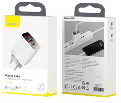 Сетевое зар. устр. Baseus Mirror Lake PPS 1USB+1C (CCJMHC-A02) белое Сетевое зар. устр. Baseus Mirror Lake PPS 1USB+1C (CCJMHC-A02) белое