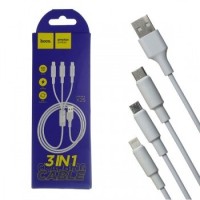 Usb Кабель-зарядка Micro Hoco X25 3в1 Micro/Lightning/Type-C 1м белый