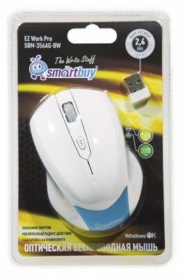Мышь беспроводная Smartbuy 356AG (SBM-356AG-BW) /40 белая/голубая Мышь беспроводная Smartbuy 356AG (SBM-356AG-BW) /40 белая/голубая
