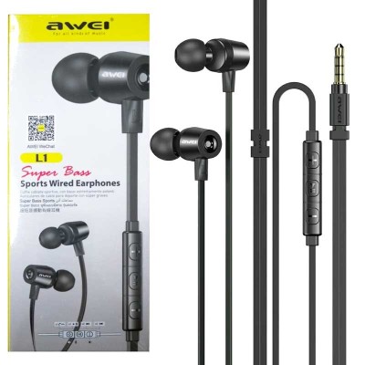 Стереонаушники AWEI с микрофоном L1 черные Стереонаушники AWEI с микрофоном L1 черные