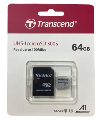 micro SDHC карта памяти Transcend 300S 64GB Class 10 UHS-I 100MB/s с адаптером micro SDHC карта памяти Transcend 300S 64GB Class 10 UHS-I 100MB/s с адаптером