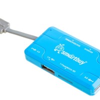 Картридер + хаб Smartbuy 750 3USB/MicroSD/SD/MS/M2 (SBRH-750-B) голубой