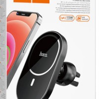 Держатель c беспроводной зарядкой в воздуховод Hoco CA90 (MagSafe) 15W магнитный черный