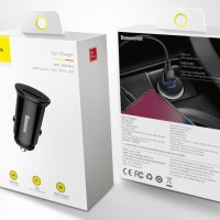 Автомобильное заряд. устр. Baseus Circular Plastic 1USB/1C 30W (CCALL-YS01) черное