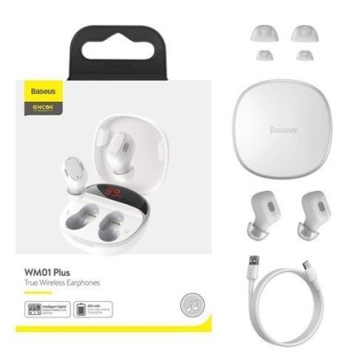Мобильная Bluetooth-гарнитура Baseus Encok WM01 Plus BT5.0/40mAh (800mAh)/5ч (NGWM01P-02) белая Мобильная Bluetooth-гарнитура Baseus Encok WM01 Plus BT5.0/40mAh (800mAh)/5ч (NGWM01P-02) белая