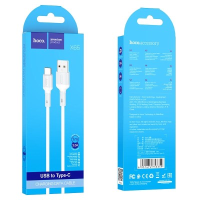 Usb Кабель-зарядка Type-C Hoco X65 1м 3A белый Usb Кабель-зарядка Type-C Hoco X65 1м 3A белый