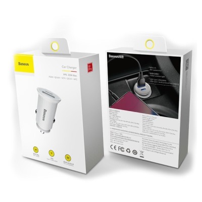 Автомобильное заряд. устр. Baseus Circular Plastic 1USB+1C 30W (CCALL-YS02) белое Автомобильное заряд. устр. Baseus Circular Plastic 1USB+1C 30W (CCALL-YS02) белое