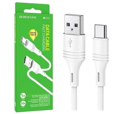 Usb Кабель-зарядка Type-C Borofone BX43 Silicone 3A 1м силиконовый белый Usb Кабель-зарядка Type-C Borofone BX30 Silicone 3A 1м силиконовый белый