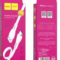 Usb Кабель-зарядка Type-C Hoco X40 Noah 3A 1м плоский силиконовый белый