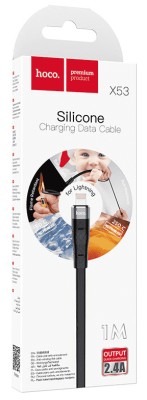 Usb Кабель-зарядка Lightning Hoco X53 Angel 2.4A 1м плоский силиконовый чёрный Usb Кабель-зарядка Lightning Hoco X53 Angel 2.4A 1м плоский силиконовый чёрный