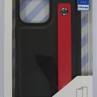 Накладка для i-Phone 13 Pro Max 6.7" Raigor кожаная с держателем для руки чёрная