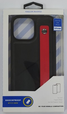 Накладка для i-Phone 13 Pro Max 6.7&quot; Raigor кожаная с держателем для руки чёрная Накладка для i-Phone 13 Pro Max 6.7" Raigor кожаная с держателем для руки чёрная