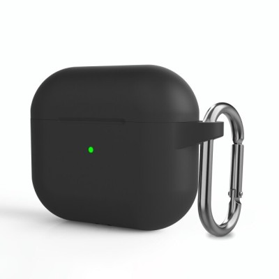 Силиконовый чехол для AirPods 3 c карабином черный Силиконовый чехол для AirPods 3 c карабином черный