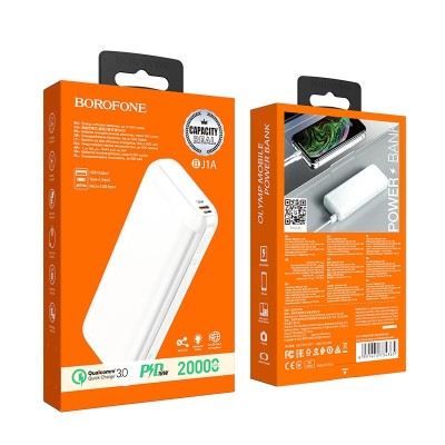 Powerbank Borofone BJ1A 20000mAh QC3.0 1USB белый Powerbank Borofone BJ1A 20000mAh QC3.0 1USB белый