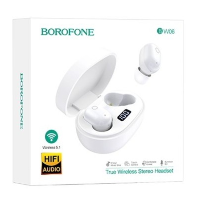 Беспроводные наушники TWS Borofone BW06 BT5.1/30mAh/3ч белые Беспроводные наушники TWS Borofone BW06 BT5.1/30mAh/3ч белые