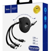 Usb Кабель-зарядка Hoco U50 3в1 Micro/Lightning/Type-C 2.2м черный