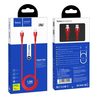 Usb Кабель-зарядка Type-C на Lightning Hoco X45 1M красный Usb Кабель-зарядка Type-C на Lightning Hoco X45 1M красный