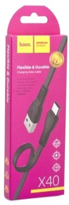 Usb Кабель-зарядка Type-C Hoco X40 Noah 3A 1м плоский силиконовый чёрный Usb Кабель-зарядка Type-C Hoco X40 Noah 3A 1м плоский силиконовый чёрный