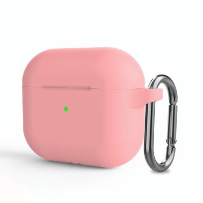 Силиконовый чехол для AirPods 3 c карабином розовый Силиконовый чехол для AirPods 3 c карабином розовый