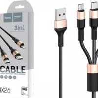 Usb Кабель-зарядка Hoco X26 Xpress 3в1 Micro/Lightning/Type-C 1м черный