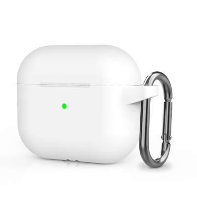 Силиконовый чехол для AirPods 3 c карабином белый Силиконовый чехол для AirPods 3 c карабином белый