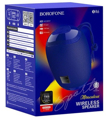 Bluetooth колонка Borofone BR6 Miraculous sports IPX5/BT5.0/2ч/3Вт синяя Bluetooth колонка Borofone BR6 Miraculous sports IPX5/BT5.0/2ч/3Вт синяя