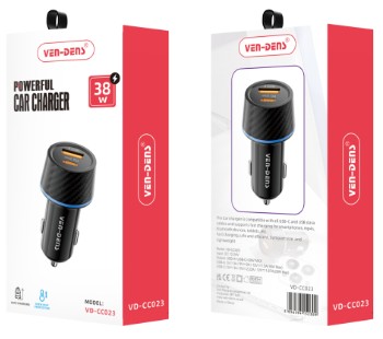 Автомобильное заряд. устр. Ven-Dens CC023 USB/USB-C 18W/20W черное Автомобильное заряд. устр. Ven-Dens CC023 USB/USB-C 18W/20W черное