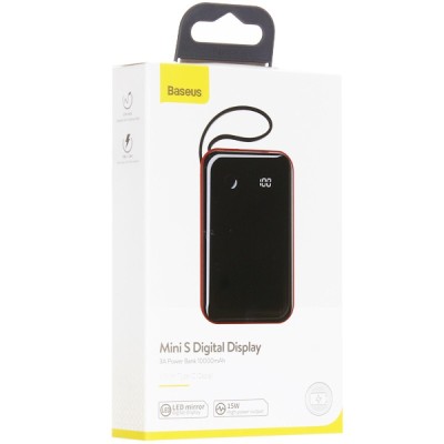Powerbank Baseus Mini S Digital Display 10000mAh 3A (PPXF-A09) красно-черный Type-C cable Powerbank Baseus Mini S Digital Display 10000mAh 3A (PPXF-A09) красно-черный Type-C cable