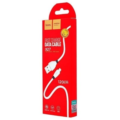 Usb Кабель-зарядка Micro Hoco X27 Excellent charge 2.4A 1.2м силиконовый белый Usb Кабель-зарядка Micro Hoco X27 Excellent charge 2.4A 1.2м силиконовый белый