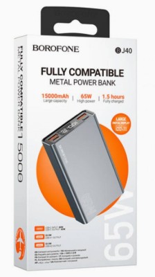 Powerbank Borofone BJ40 15000mAh 2USB/1C 22.5W/65W черный Powerbank Borofone BJ40 15000mAh 2USB/1C 22.5W/65W черный