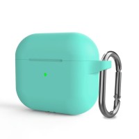 Силиконовый чехол для AirPods 3 c карабином бирюзовый