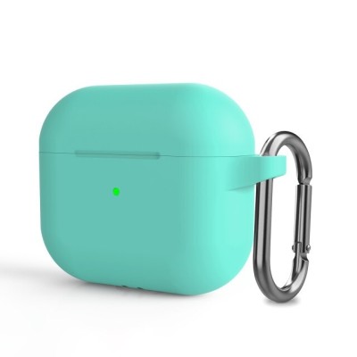 Силиконовый чехол для AirPods 3 c карабином бирюзовый Силиконовый чехол для AirPods 3 c карабином бирюзовый