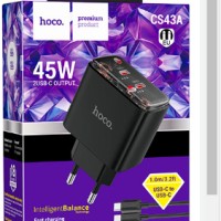 Сетевое зар. устр. Hoco CS43A 2C 45W черное