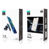 Держатель c беспроводной зарядкой 15W TOTU Speed series магнитный в дефлетор для i-Phone 12 синии