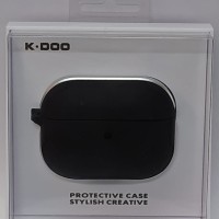 Кожаный чехол для AirPods Pro K-DOO CrashGuard черно-серебристый