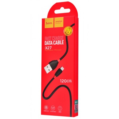 Usb Кабель-зарядка Micro Hoco X27 Excellent charge 2.4A 1.2м силиконовый чёрный Usb Кабель-зарядка Micro Hoco X27 Excellent charge 2.4A 1.2м силиконовый чёрный