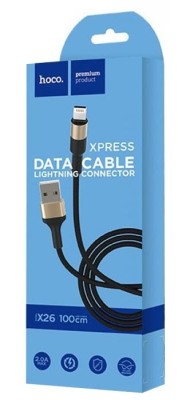Usb Кабель-зарядка i-Phone Hoco X26 Xpress 2.4A 1м в тканевой оплётке черный Usb Кабель-зарядка i-Phone Hoco X26 Xpress 2.4A 1м в тканевой оплётке черный