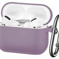 Силиконовый чехол для AirPods Pro 2 c карабином сиреневый