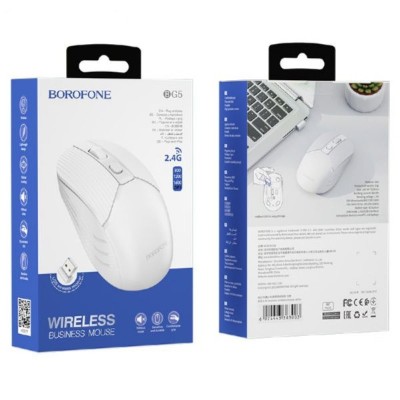 Мышь беспроводная Borofone BG5 USB/DPI 1600/4 кнопки/1AAA белая Мышь беспроводная Borofone BG5 USB/DPI 1600/4 кнопки/1AAA белая