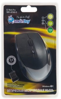 Мышь беспроводная Smartbuy 601AG USB/DPI 1000-1500-2000/6 кнопок/2AAA серый карбон (SBM-601AG-G) Мышь беспроводная Smartbuy 601AG USB/DPI 1000-1500-2000/6 кнопок/2AAA серый карбон (SBM-601AG-G)